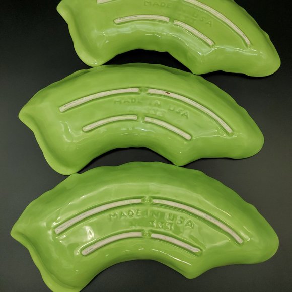 Retro California Pottery No 333 B Lime & Dark Green Leaf Design (No Lazy Susan) - Picture 5 of 10